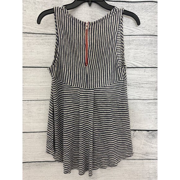 W5 Anthropolgie Striped Sleeveless Tunic Top With Red Zipper Detail Size S - Picture 3 of 3